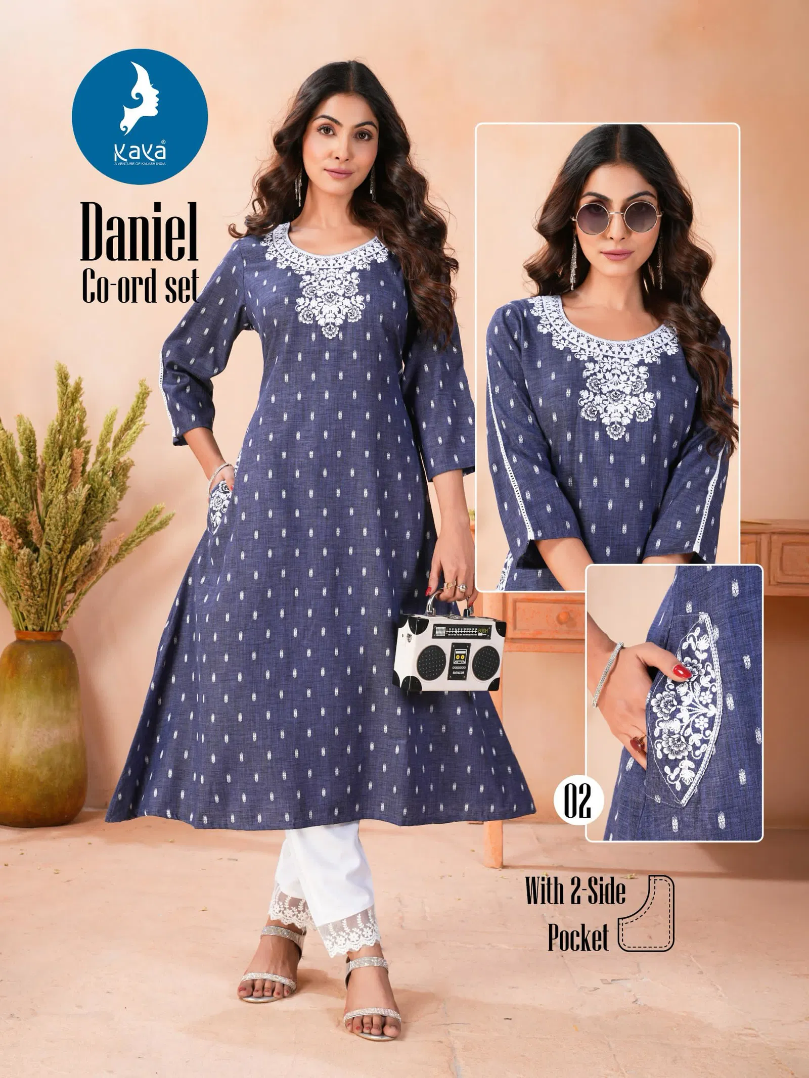 Daniel By Kaya Denim Butta Fancy Kurti With Bottom Exporters In India